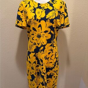 Trina Turk Yellow/Navy Floral Mini Dress